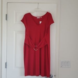 NY & Co Red Ring Belted Dress